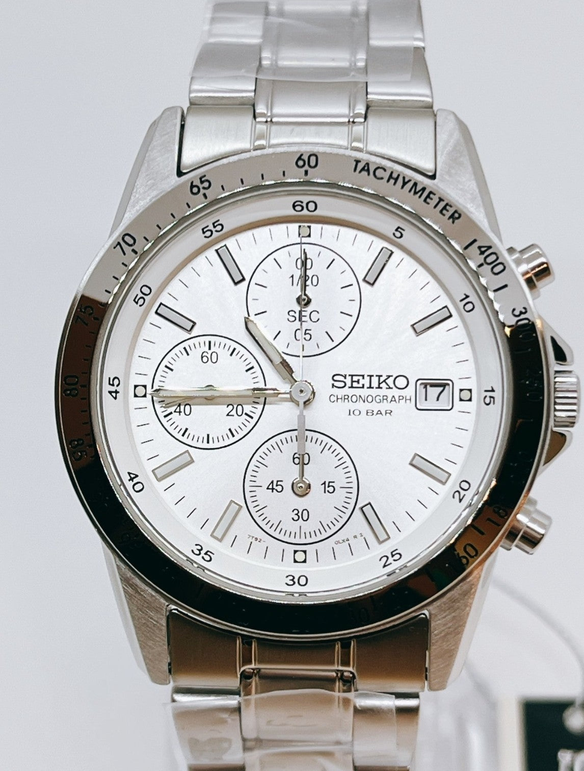 Seiko Spirit SBTQ039 Cronografo Bianco JDM — profilo cassa in acciaio (3 di 6)