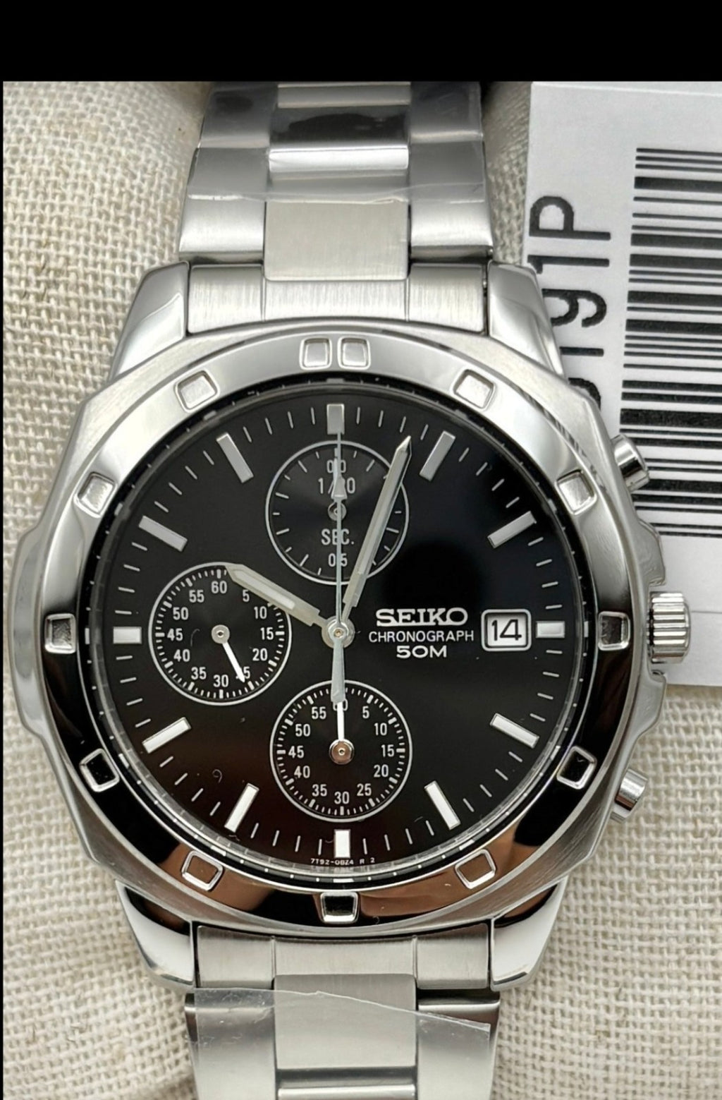 Seiko SND191 Cronografo Nero — bracciale in acciaio inossidabile (5 di 6)