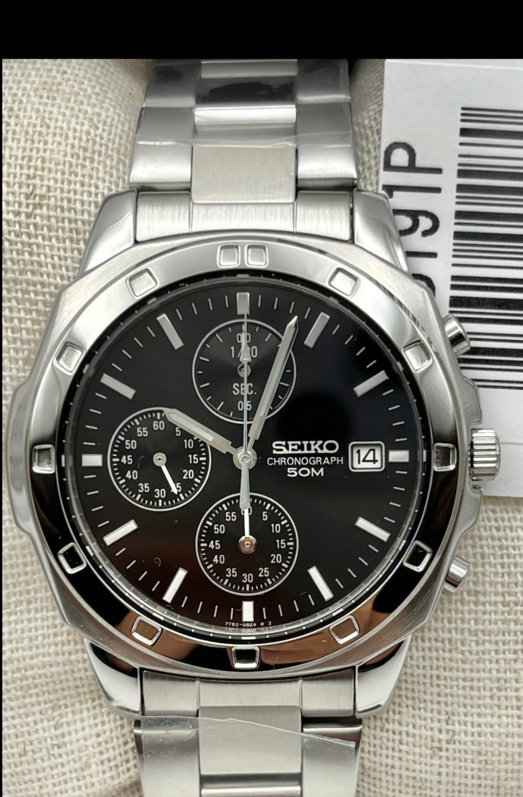 Seiko SND191 Cronografo Nero — bracciale in acciaio inossidabile (5 di 6)