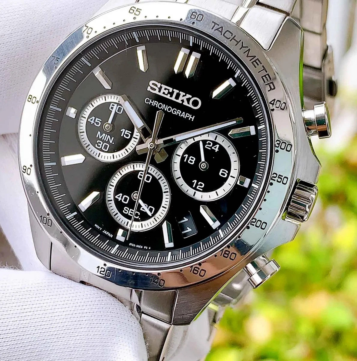 Seiko SBTR013 — dettaglio quadrante nero