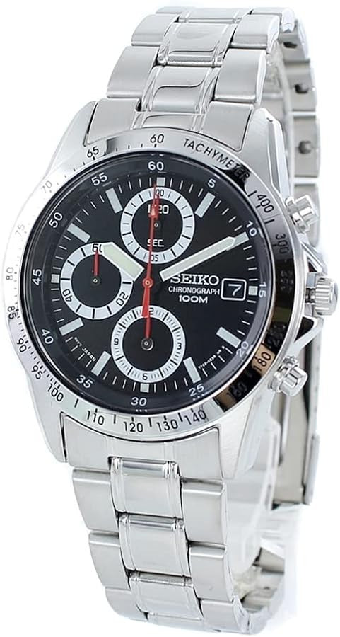 Seiko Chronograph SND371P1 quadrante nero — foto reale dell'esemplare