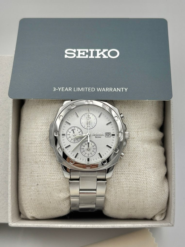 Seiko SND187 Cronografo Bianco — full set con scatola e documenti (6 di 6)