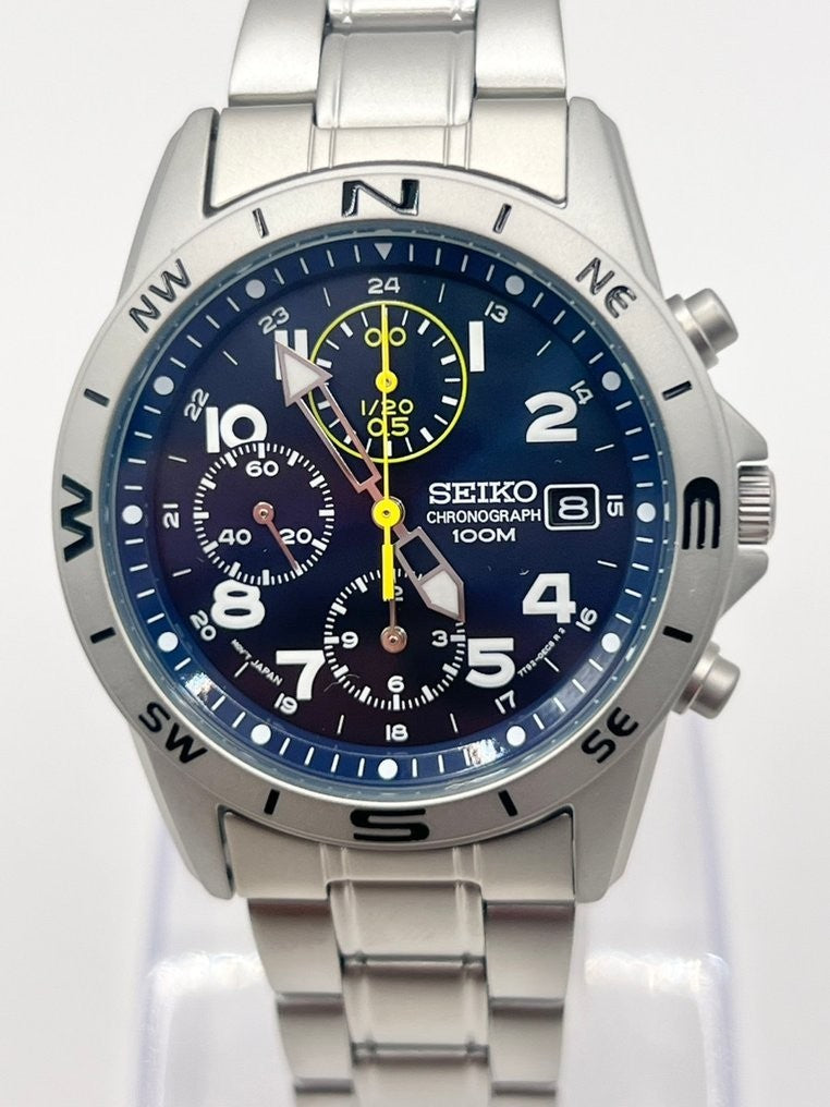Seiko Chronograph SND379P quadrante blu — foto reale dell'esemplare